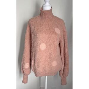 Elie by Elie Tahari Soft Fuzzy Mock Neck Polka Dot Sweater